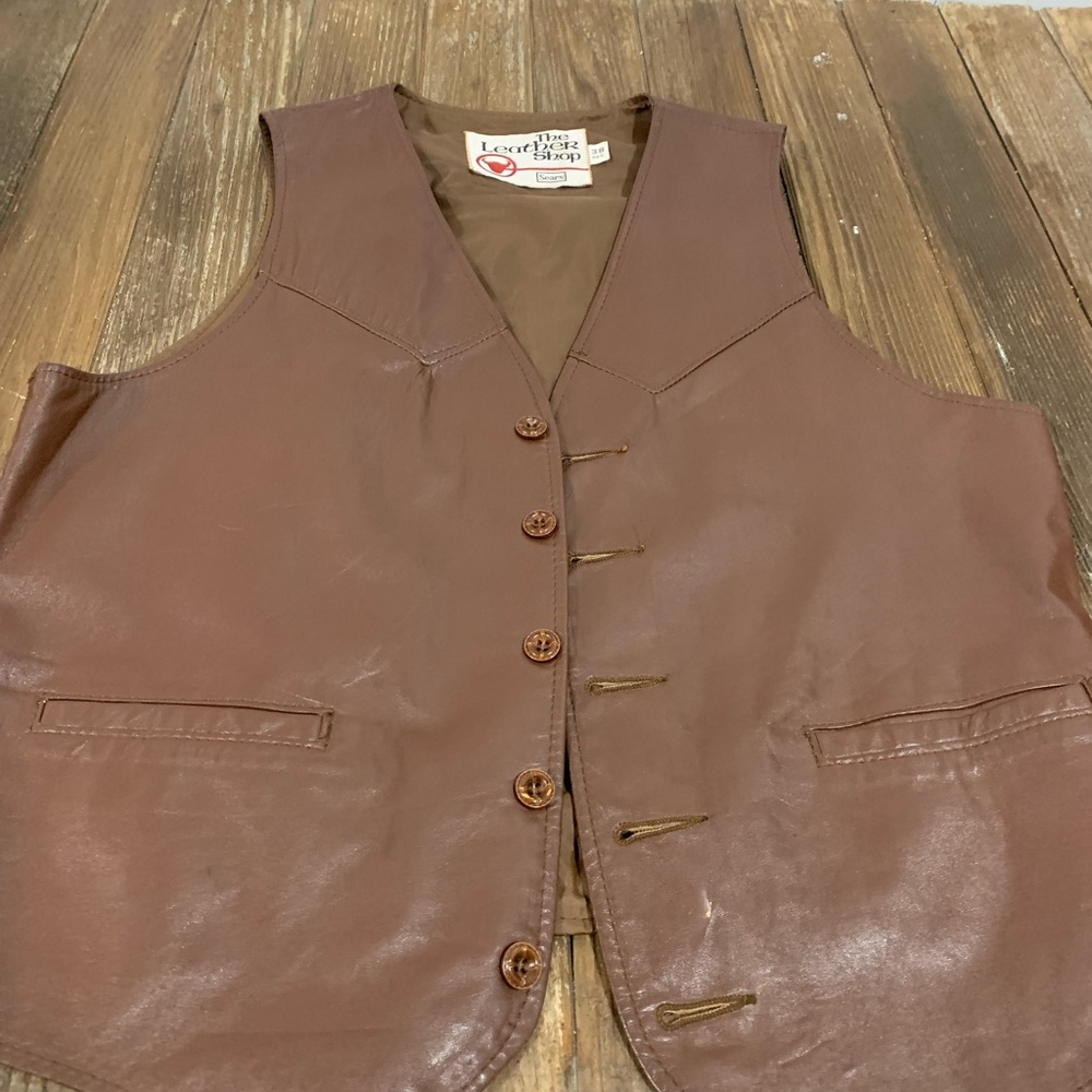 Sears Men's Chocolate Brown The Leather Shop Vest